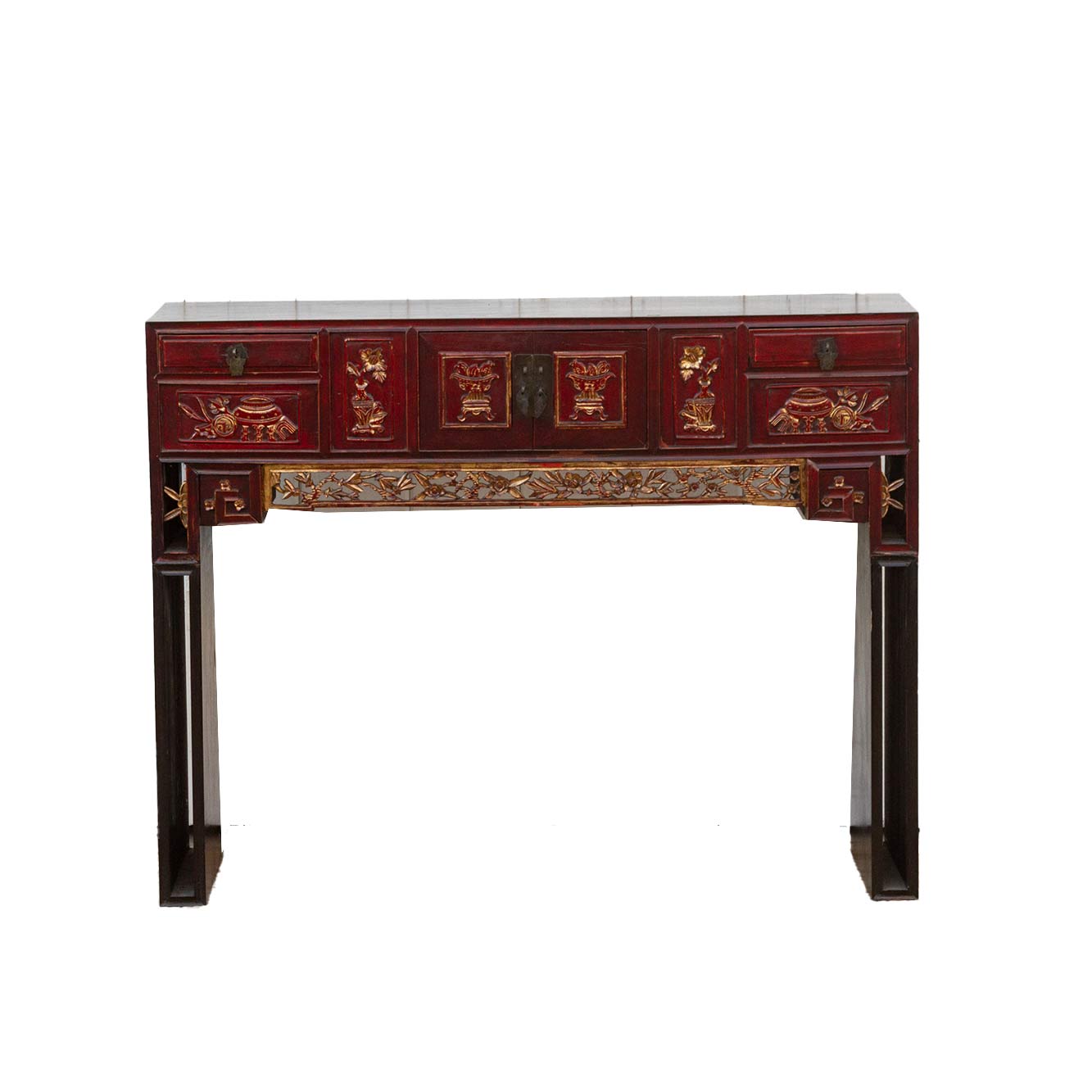 Antique Red & Gilt Kang Altar Table~P77687323