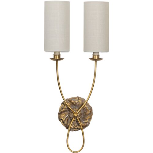 Domonique Double Wall Sconce, Antique Gold