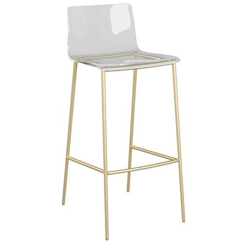 S/2 Dion Acrylic Barstools, Brushed Gold~P77629288