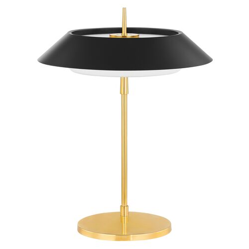 Colsn Table/Desk Lamp, Aged Brass/Soft Black