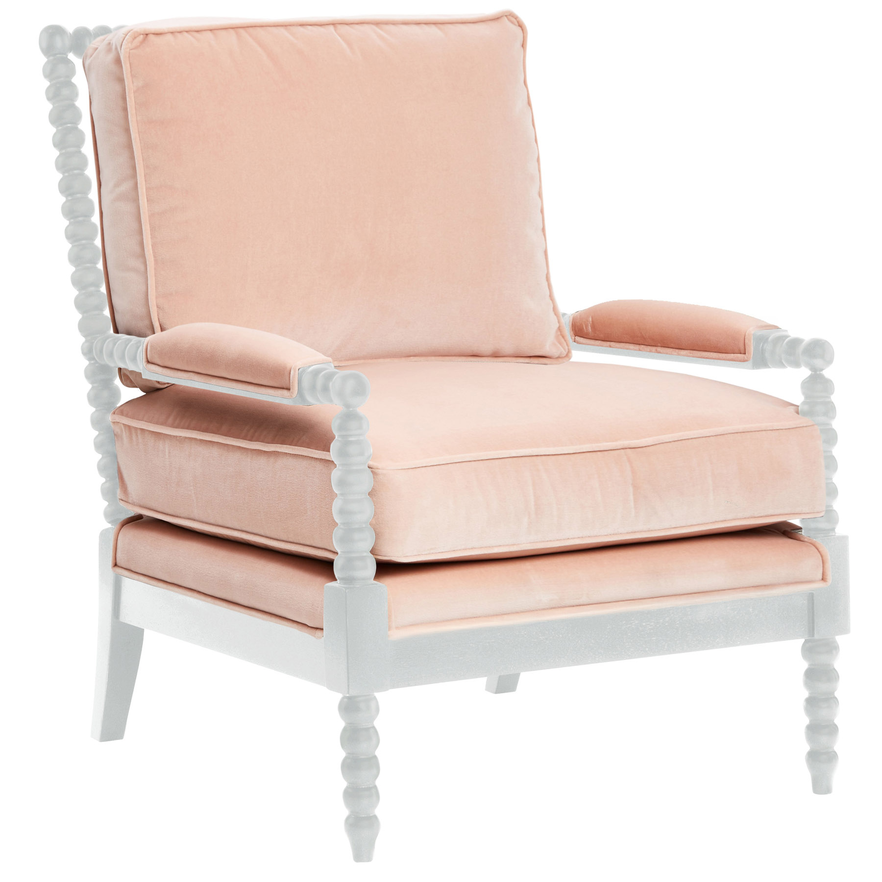 Bankwood White Spindle Chair, Blush Velvet