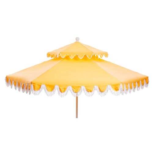 Daiana Two-Tier Fringe Patio Umbrella, Yellow~P77326385