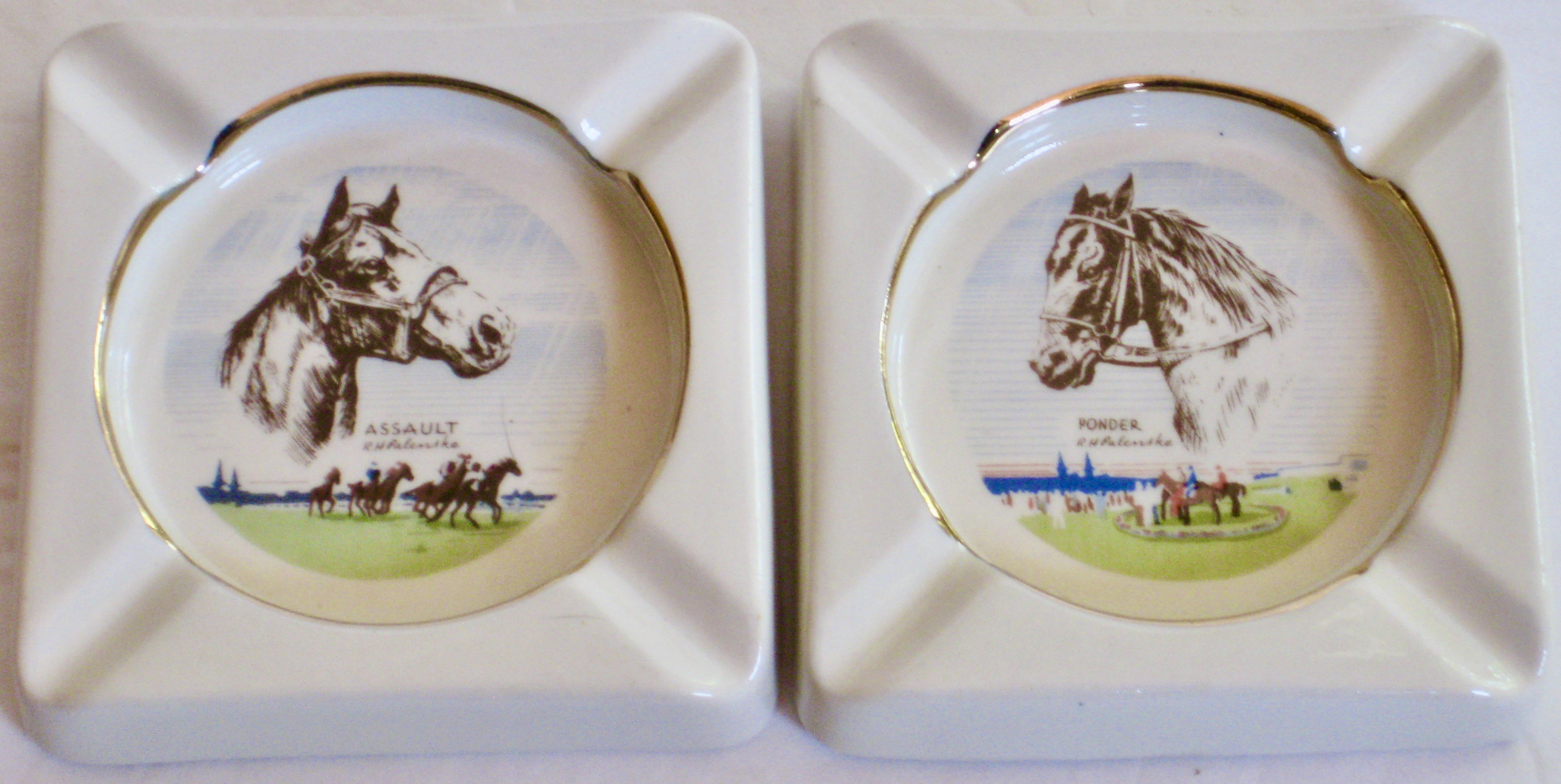 Assault and Ponder Horse Ashtrays S/2~P77658781