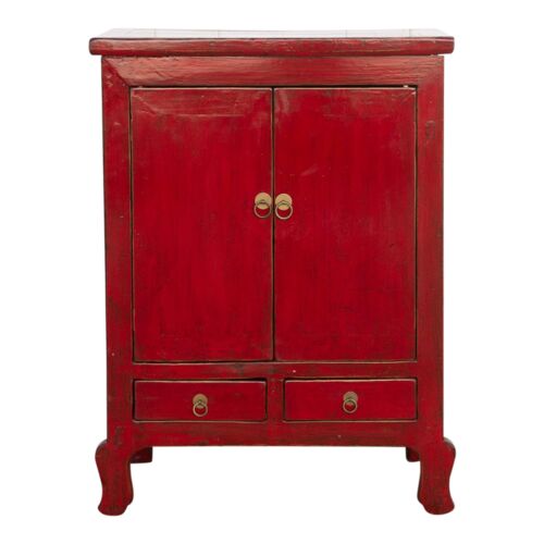 Tall Painted Red Ming Cabinet Tall Painted Red Ming Cabinet~P77687823