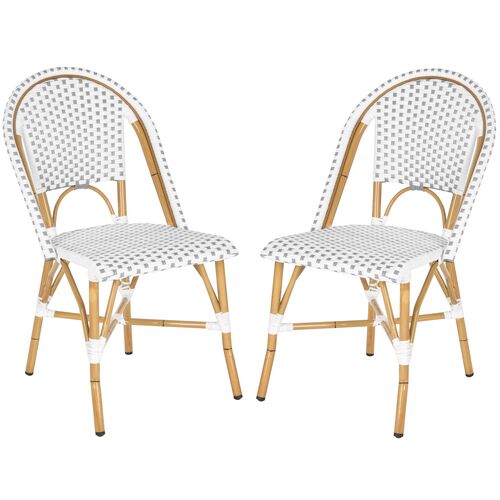S/2 Odeon Stackable Bistro Side Chairs, Gray~P76233450