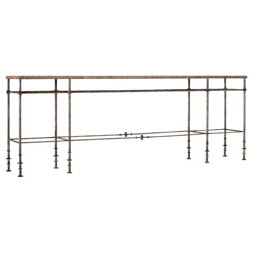La Grange St James Metal and Stone Console, Oxidized Iron/Natural Stone La Grange St James Metal and Stone Console, Oxidized Iron/Natural Stone