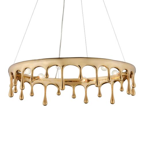 Liquid Gold Brass Chandelier, Gold
