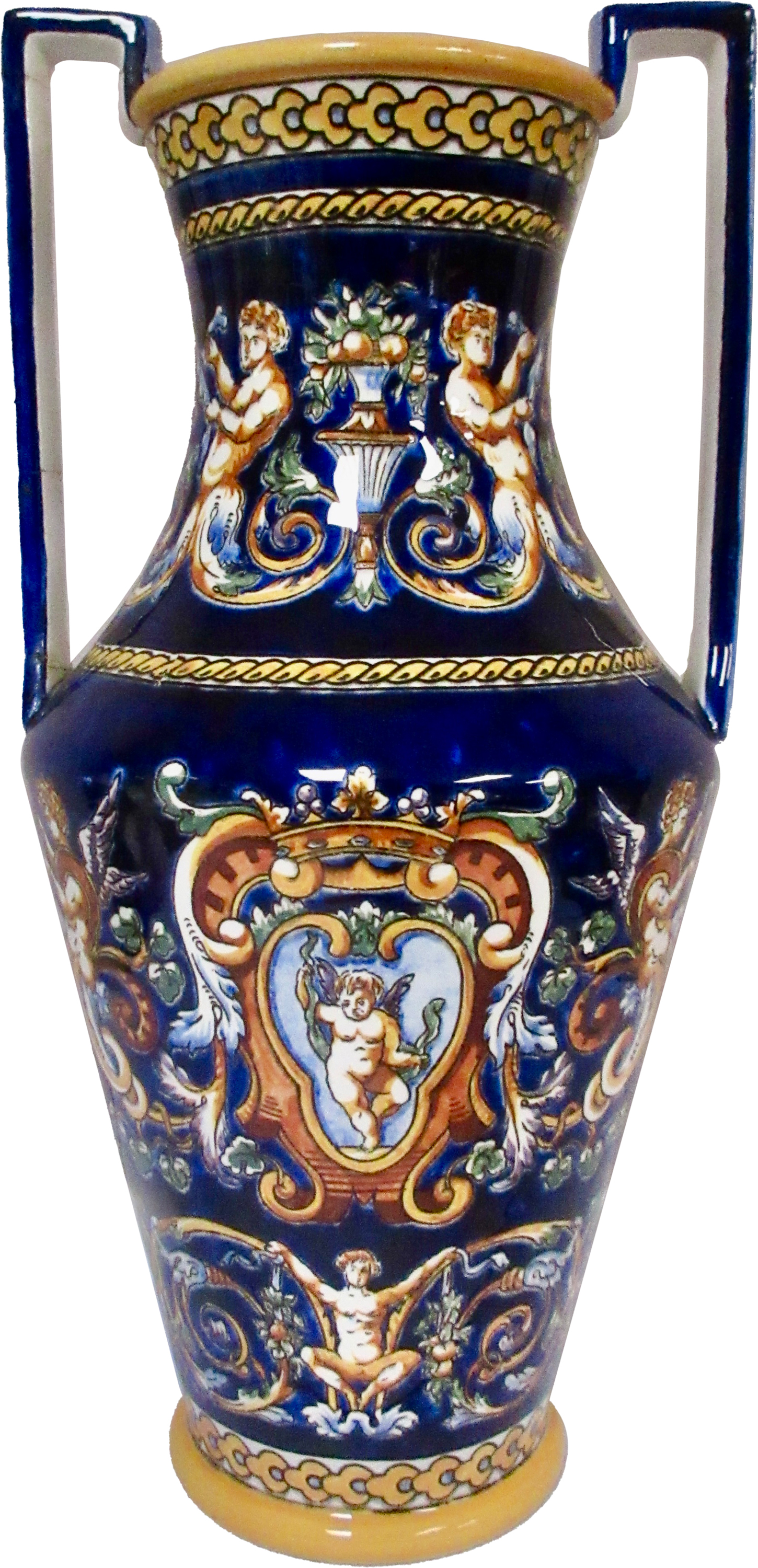 Gien French Faience Trophy Vase 13.25”H~P77609765