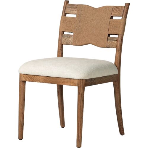 Tova Dining Chair, Bergamo Parchment Linen/Paper Cord