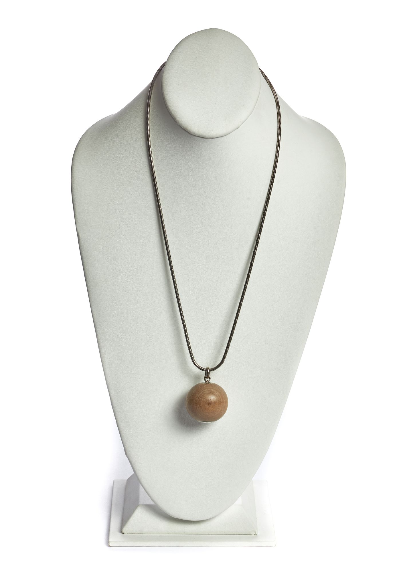 Hermès Silver & Wood Sphere Necklace~P77606830