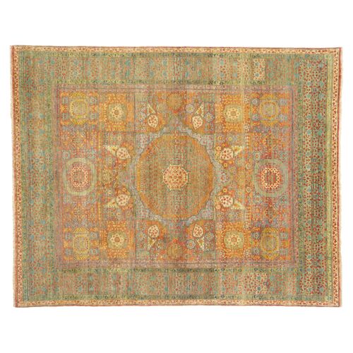 Tabriz Wool Rug, Green/Rust