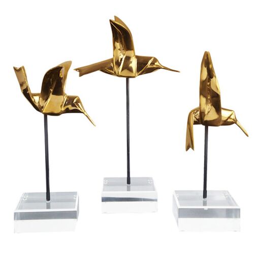 S/3 Hummingbirds, Gold