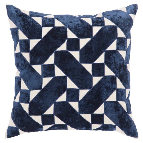 Tem 22x22 Pillow, Blue/Ivory Linen~P77467387