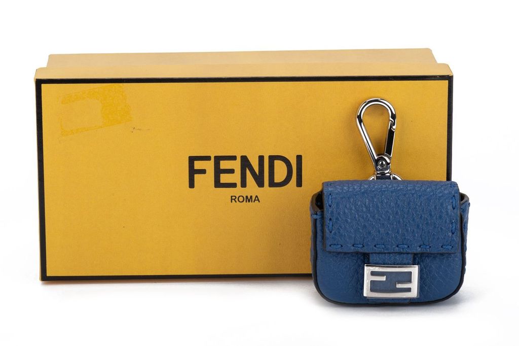 Fendi Micro Baguette Air Pods Case Blue~P77658435