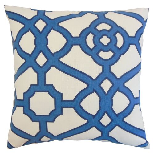 Faina 20x20 Outdoor Pillow, Blue/White~P77236355