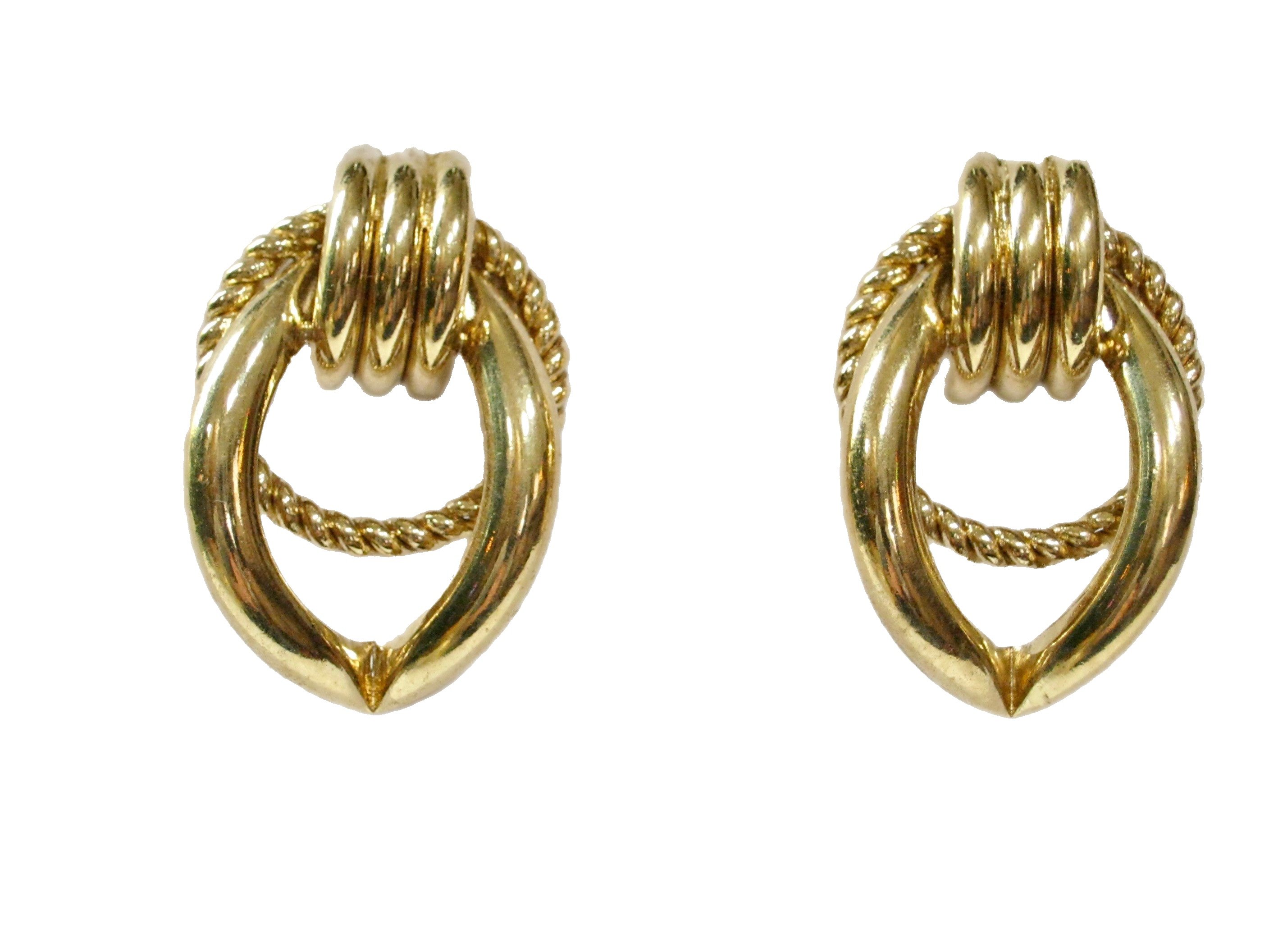 1980s Gold Plated Modernist Earrings~P77636425