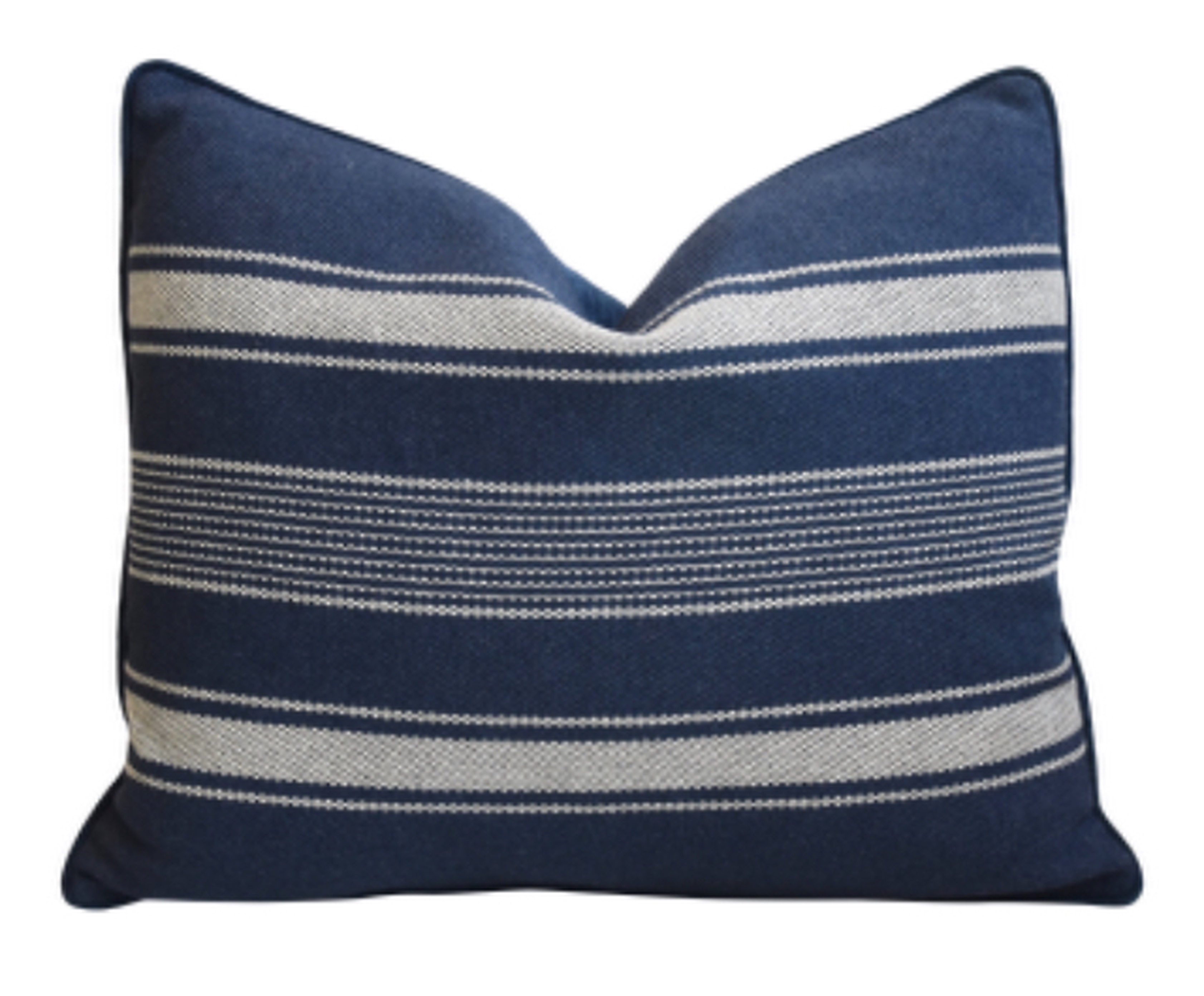 Blue & White Nautical Striped Pillow~P77667678