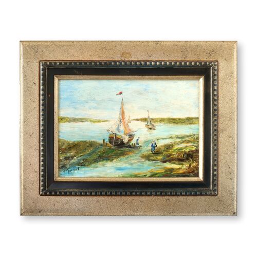 French Normandy Painting, Oyster Gathering