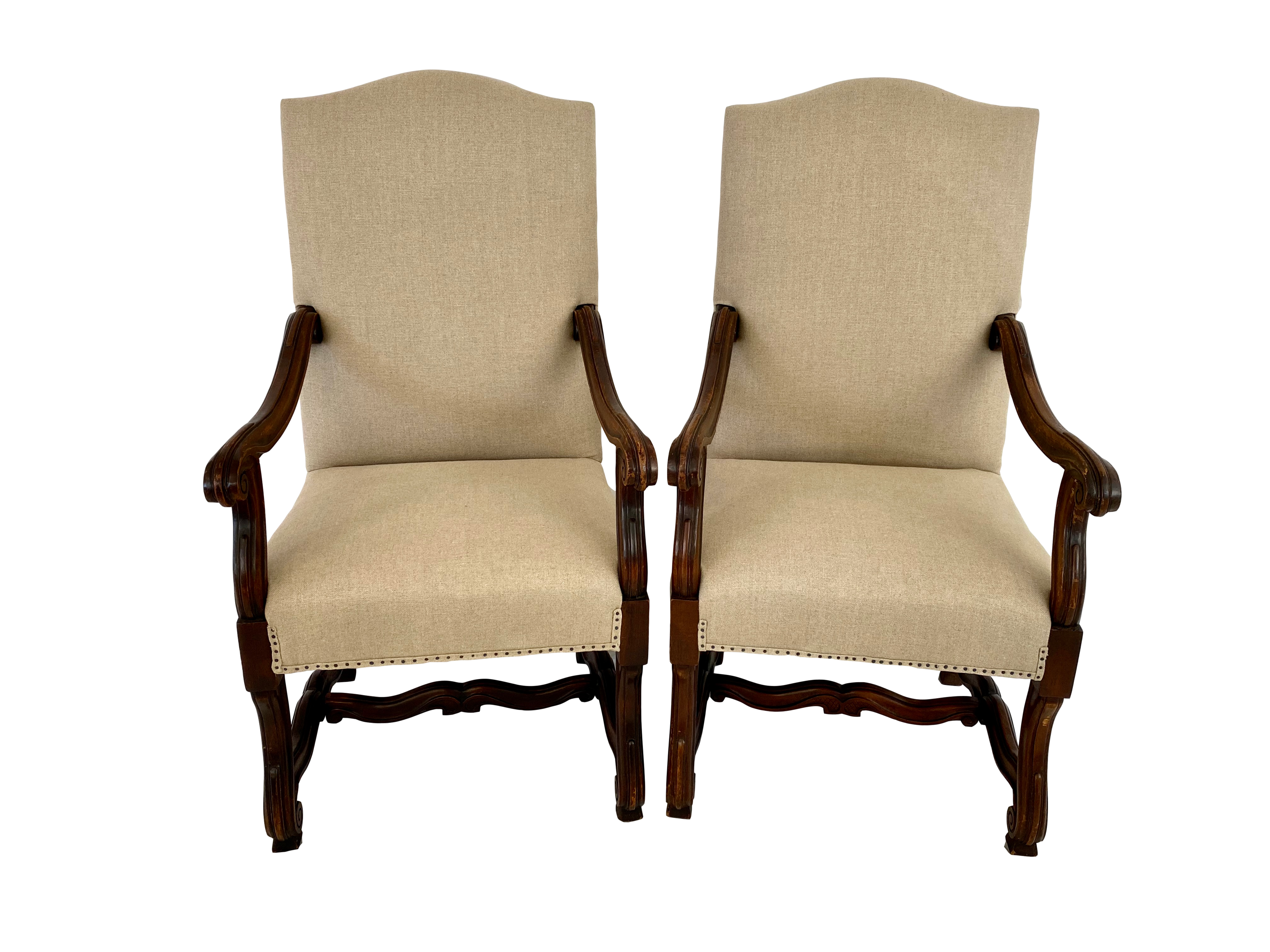 19th C French Oak Throne Armchairs/ Pair~P77612846