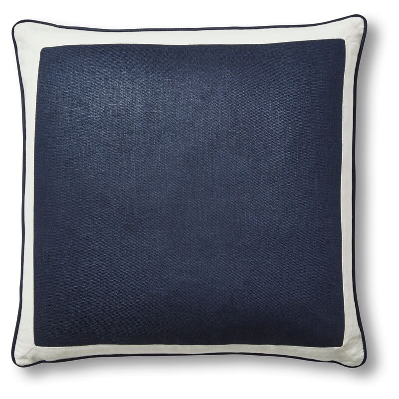 Amalfi 22x22 Pillow, Navy/White Linen