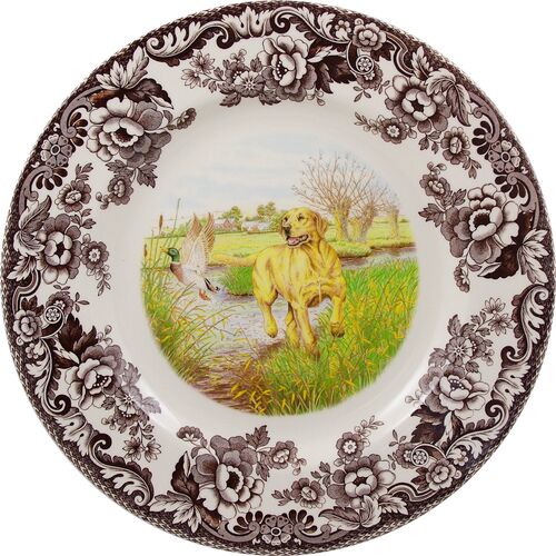 Woodland Labrador Dinner Plate, White/Multi~P77402684