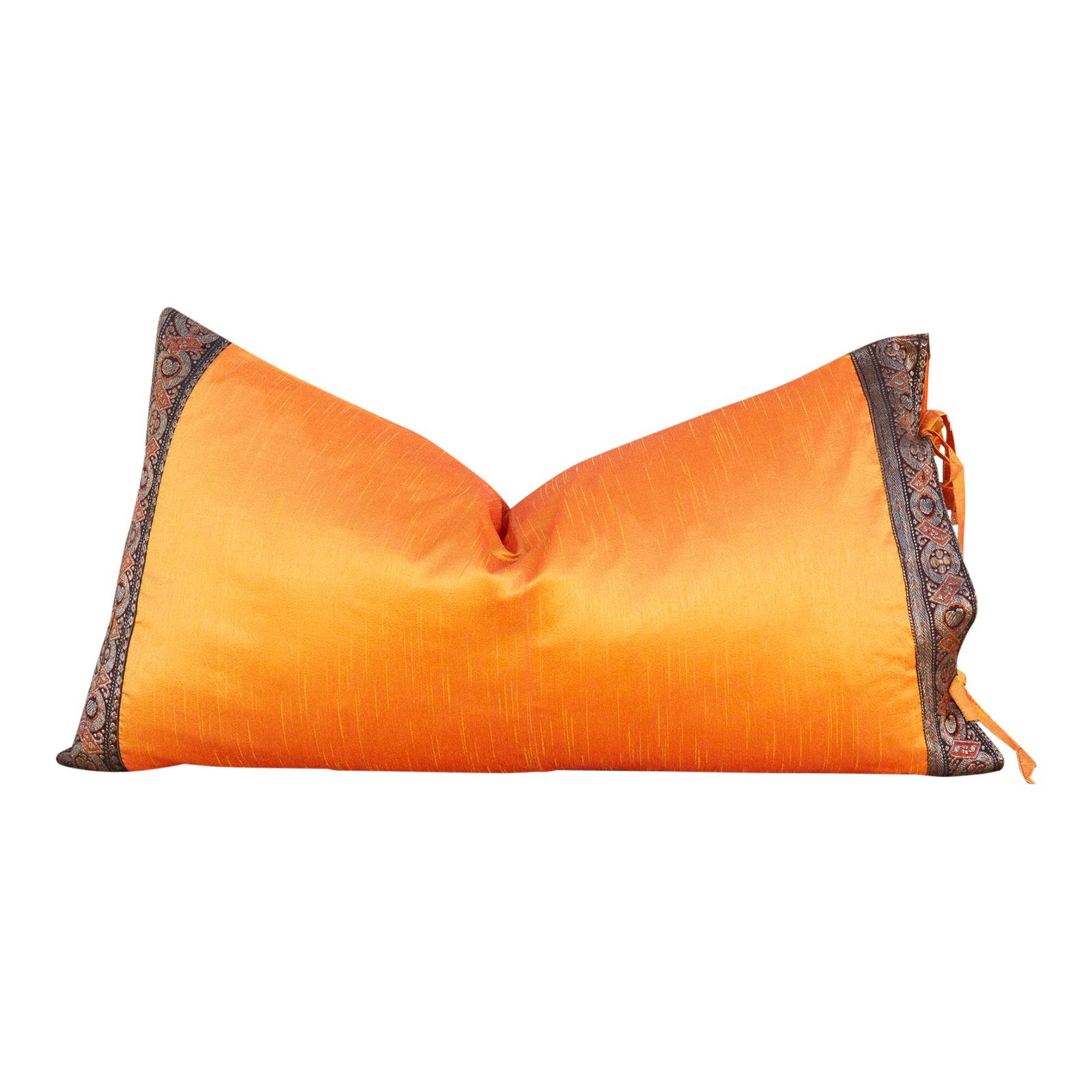 Tangerine Festive Indian Silk Pillow~P77649378