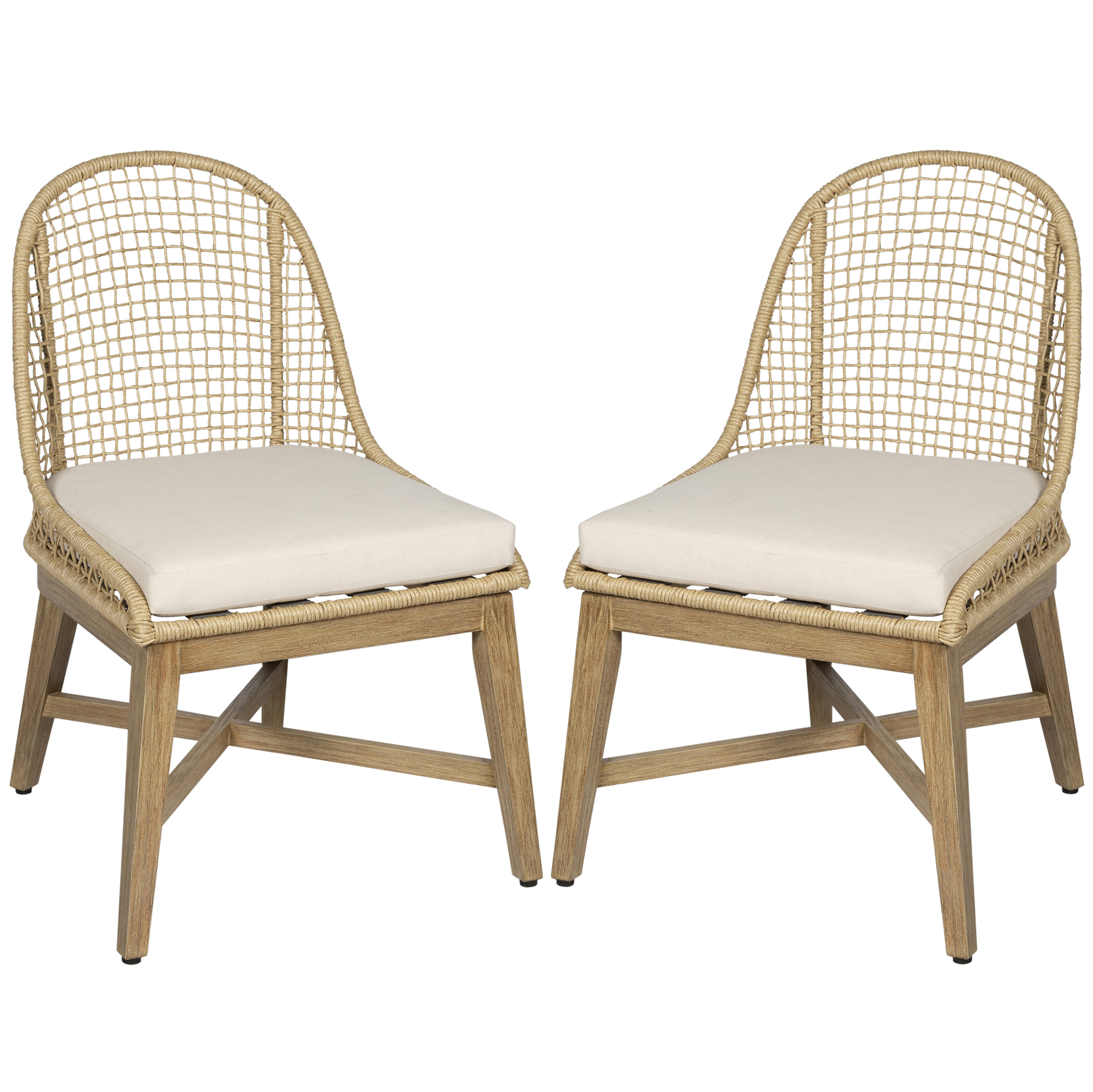 S/2 Sandy Outdoor Dining Chairs, Natural/Ivory