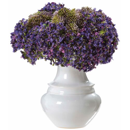 10" Queen Anne Lace Arrangement in Ceramic Vase, White