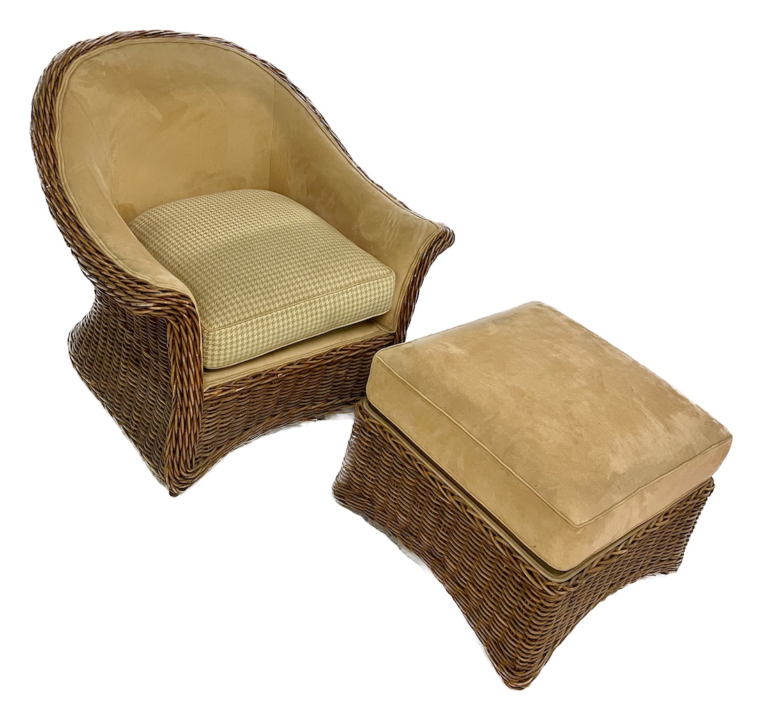 Rattan-Ultra Suede Club Chair & Ottoman~P77682290