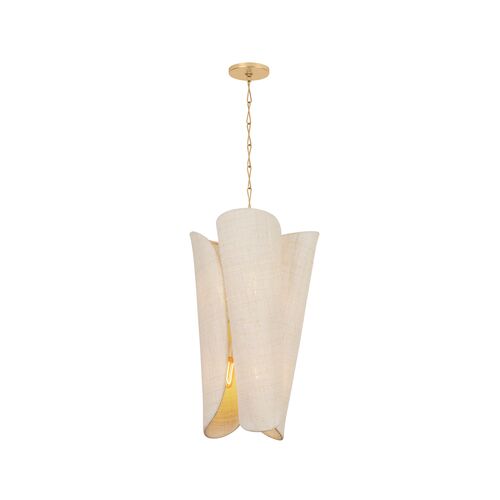 Saguran Woven Raffia Pendant, Natural/Gold Leaf