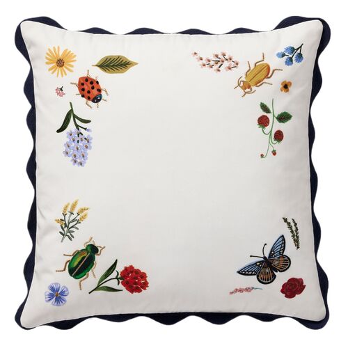 Curio Boarder Pillow, White