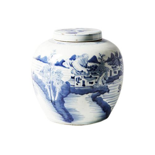 9" Landscape Jar, Blue/White~P75794820