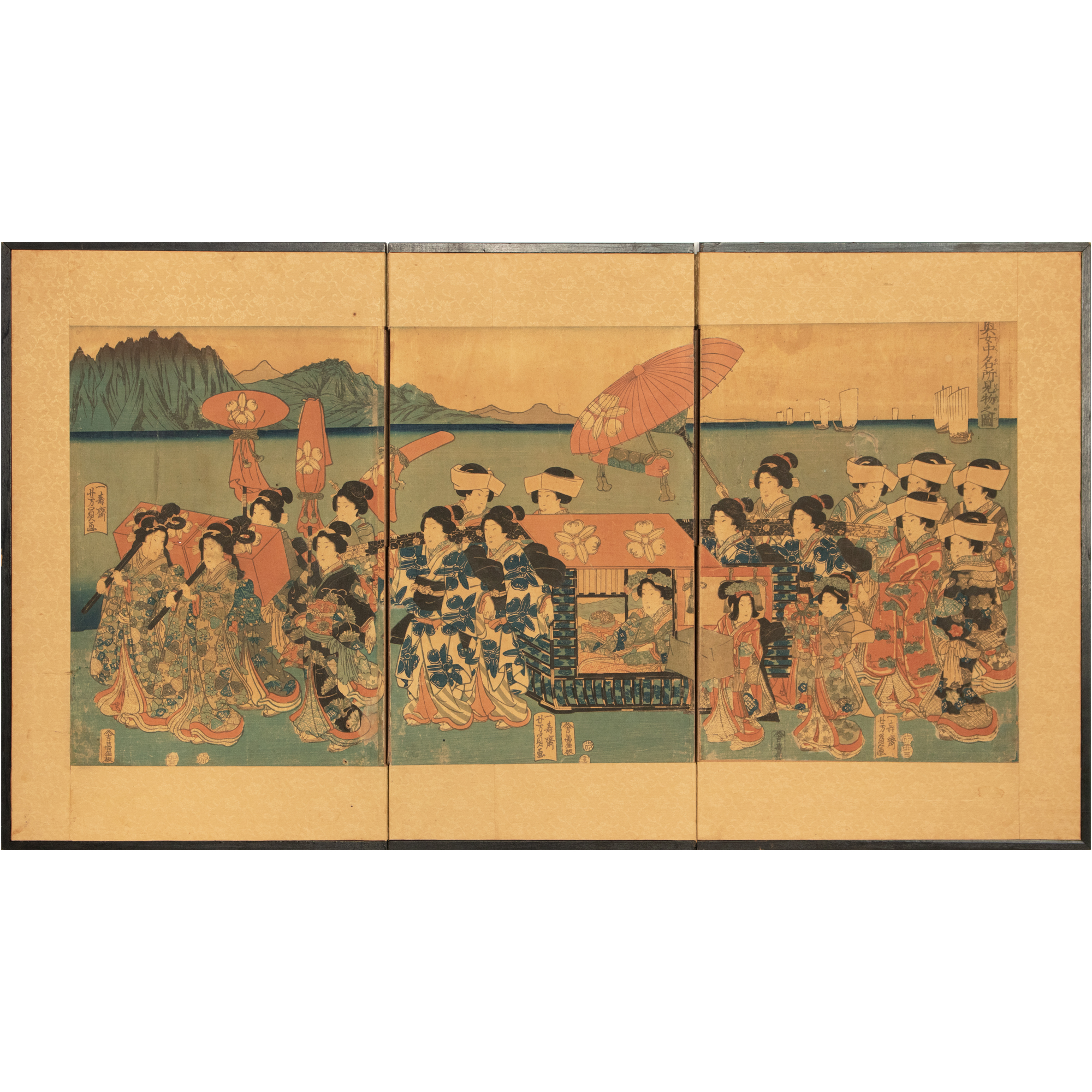 Edo Era Utagawa Kunisada Woodblock Byobu~P77682298