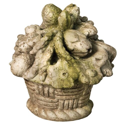 14" Fruit in Weaved Basket, White Moss~P76641231