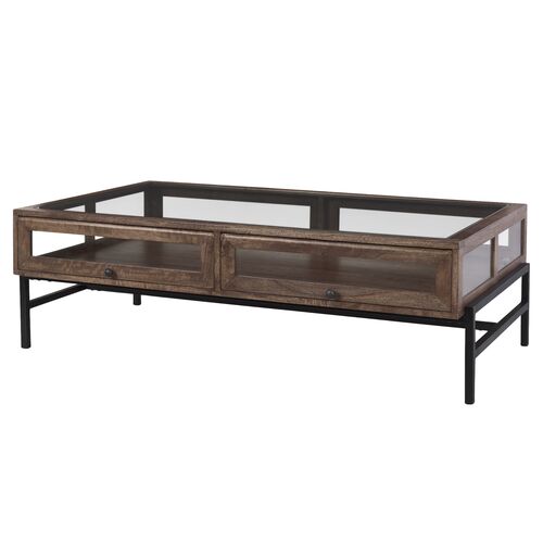 Marana 42" Rectangular Glass-Top Display Coffee Table Marana 42" Rectangular Glass-Top Display Coffee Table