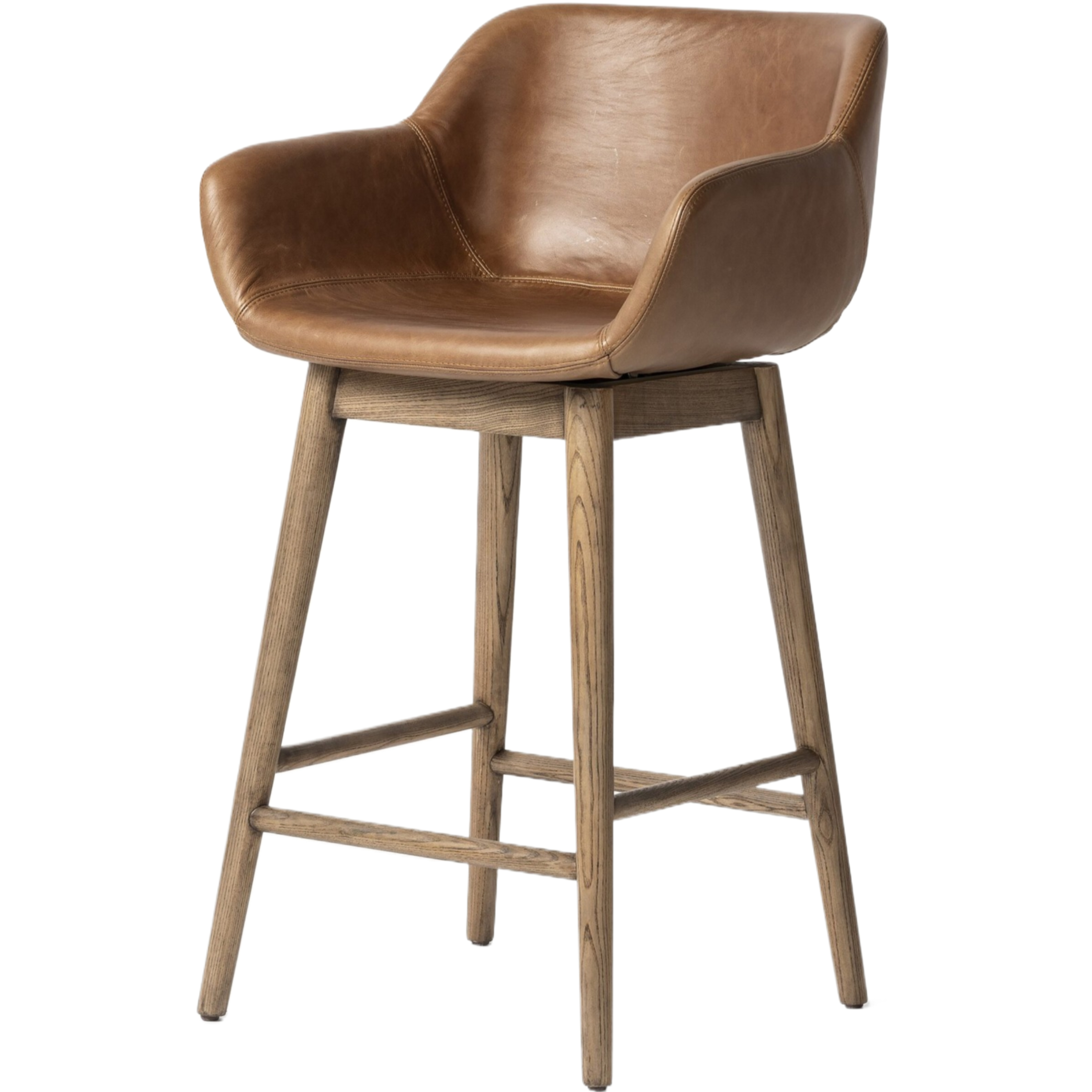Nolan Leather Swivel Counter Stool - Sonoma Chestnut