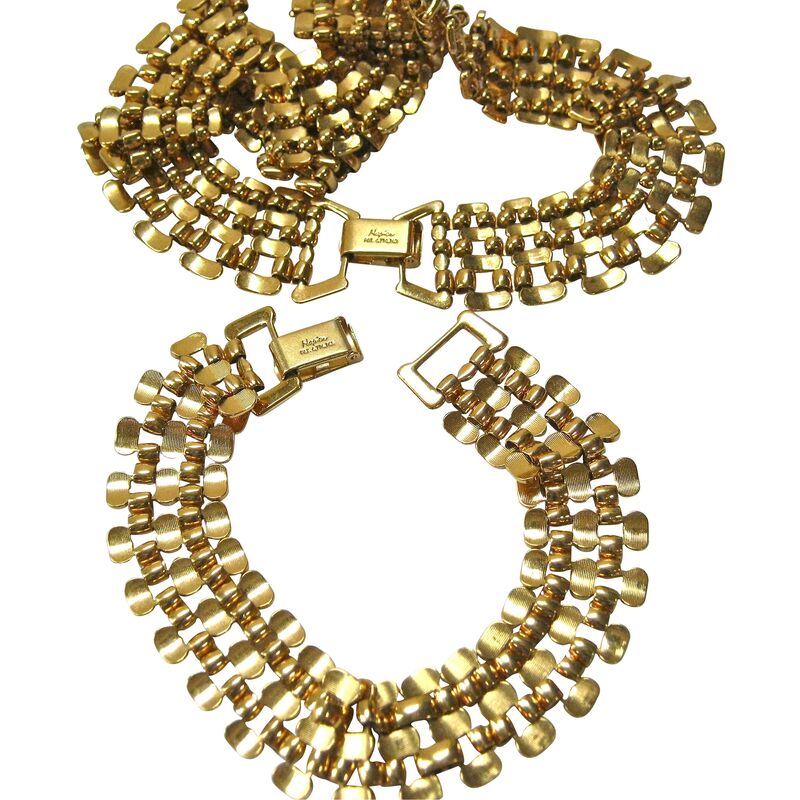 Wisteria Antiques Etc… - Napier Gold Track Necklace & Bracelet | One ...