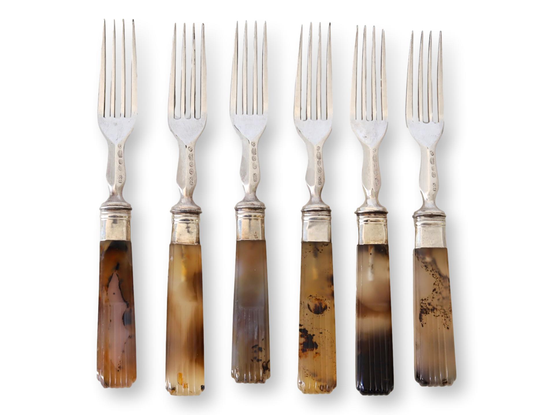 Carved Quartz Handle Dessert Forks, s/6~P77675781