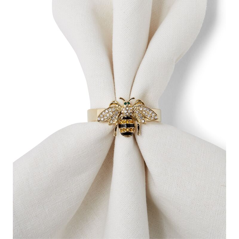 S/4 Bee Napkin Rings, Gold/Multi