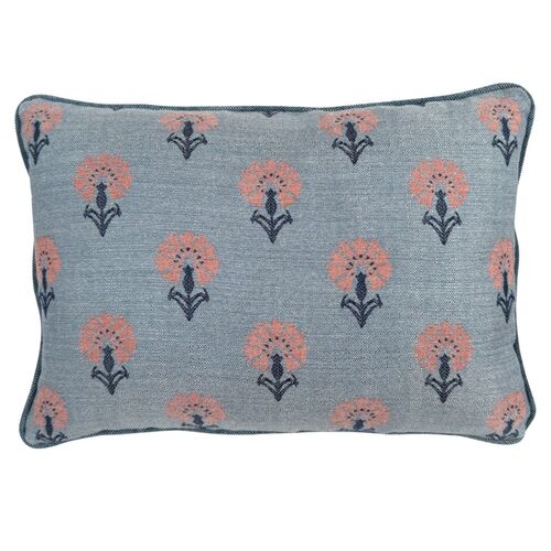 Mira Floral Indoor/Outdoor 14x20 Lumbar Pillow w/ Contrast Welt, Sunbrella Mira Floral Indoor/Outdoor 14x20 Lumbar Pillow w/ Contrast Welt, Sunbrella