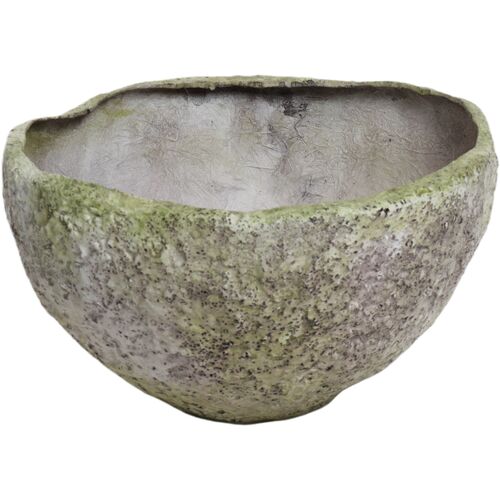 11" Rough Hewn Outdoor Bowl, White Moss