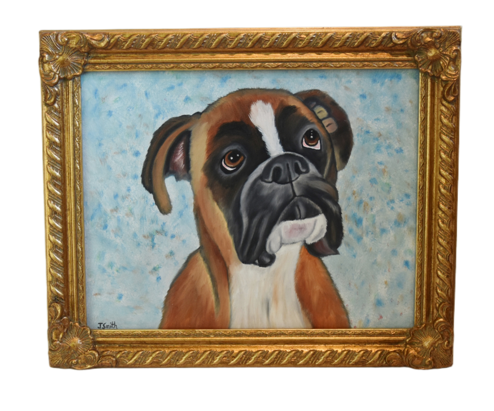 Fawn Pug Dog Pet Portrait Oil Painting~P77692759