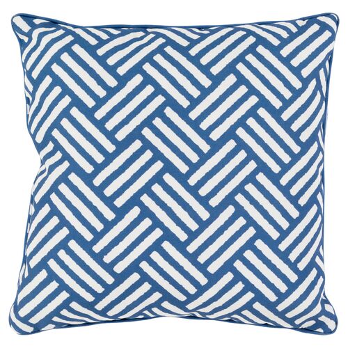 Basket-Weave 16x16 Outdoor Pillow, Blue~P77040663