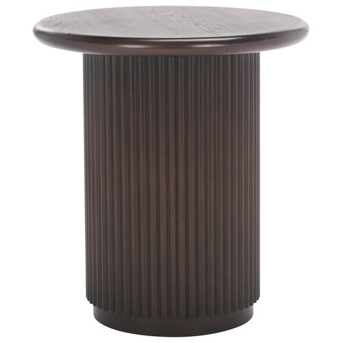 Oshenen Round Accent Table, Dark Brown