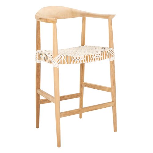 Francesca Counter Stool, Natural/White Leather~P77648016