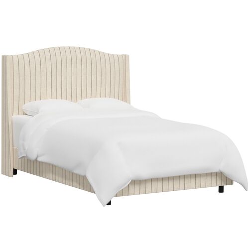 Cole Wingback Bed, Pinstripe