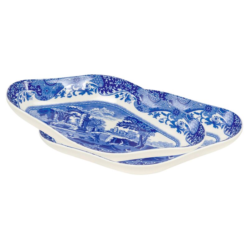 Blue Italian Pickle Dishes, Set of 2