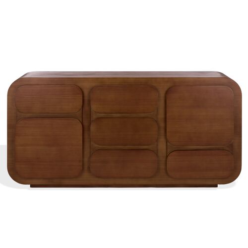 Serath 3-Door / 3-Shelf Pinewood Sideboard, Brown Serath 3-Door / 3-Shelf Pinewood Sideboard, Brown