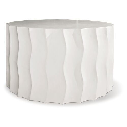 Wave Wide Concrete Side Table, Pearl~P77341819