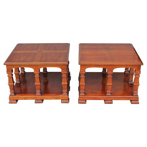 1970s Carved Wood End Tables, Pair~P77324348